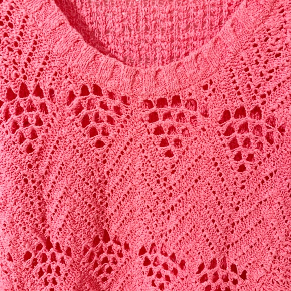 Lucky Brand Jane Pullover Crocheted Scoop Neck Cotton Sweater Loose Knit Design - Picture 6 of 9